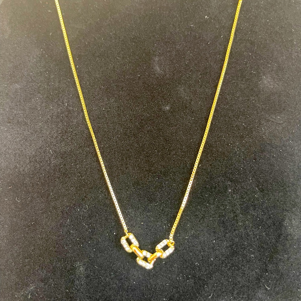 Petite gold box necklace